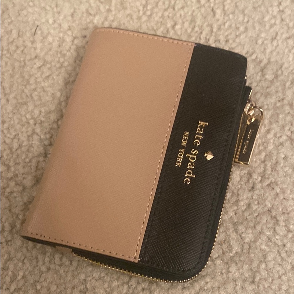 kate spade Two-Tone Black and Blush Pink Zip Wallet